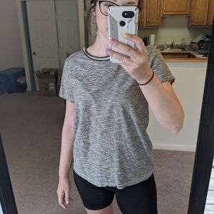 Madewell Green & White Striped Tee Shirt